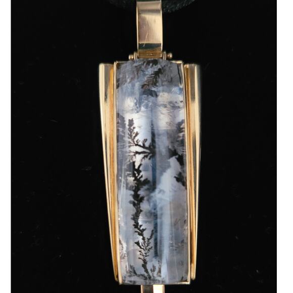 Dendritic Crystal Pendant in 14k Gold Mounting Deco Inspired - Picture 2 of 6
